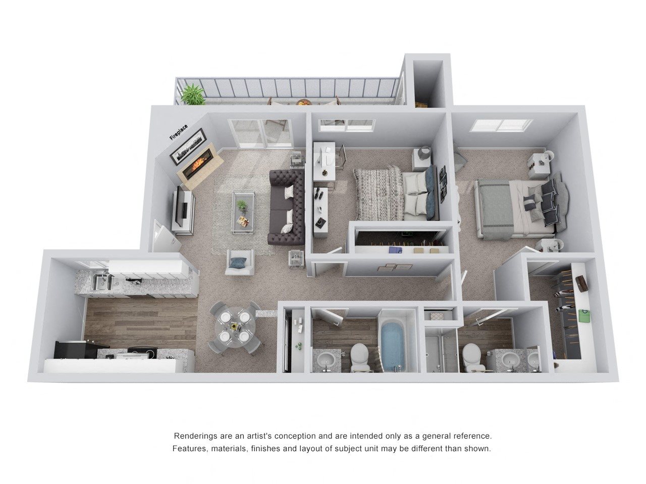 B2: 2 Bed 2 Bath floor plan